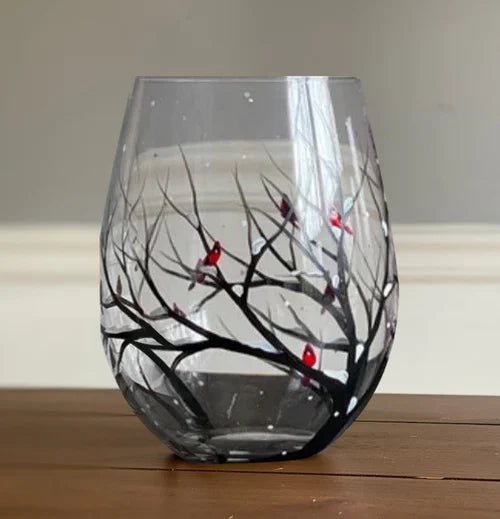 Maybell | Hand-Painted Four Seasons Tree Wine Glasses Set – Artistic Gift