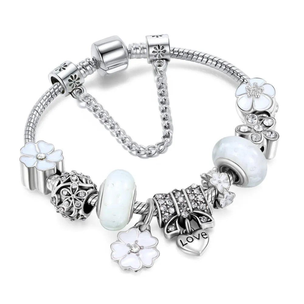 Oakberry London | Elegant Floral Charm Bracelet - Perfect Gift for Her