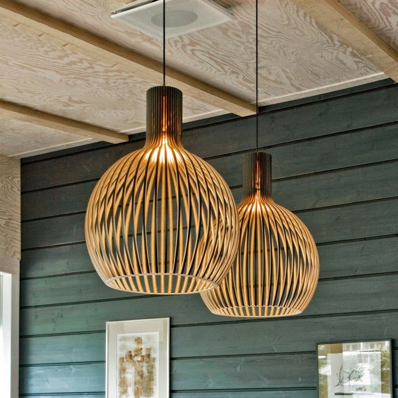 Handcrafted Wooden Pendant Light – Rustic Modern Ceiling Lamp