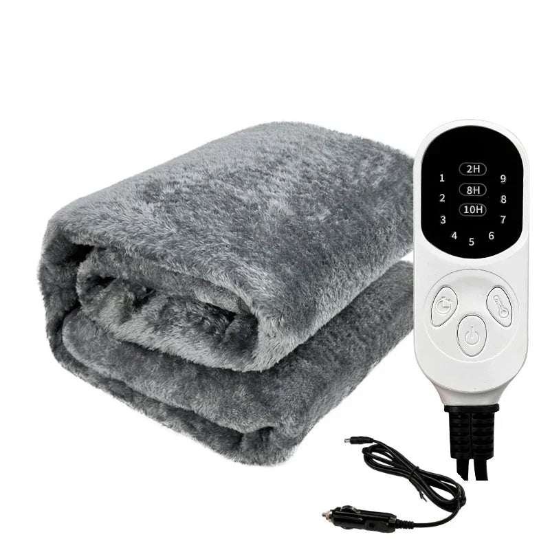 Oakberry London | Washable Electric Blanket for Car, 12V Heated Travel Blanket with Timer & Temp Control for SUV & Truck