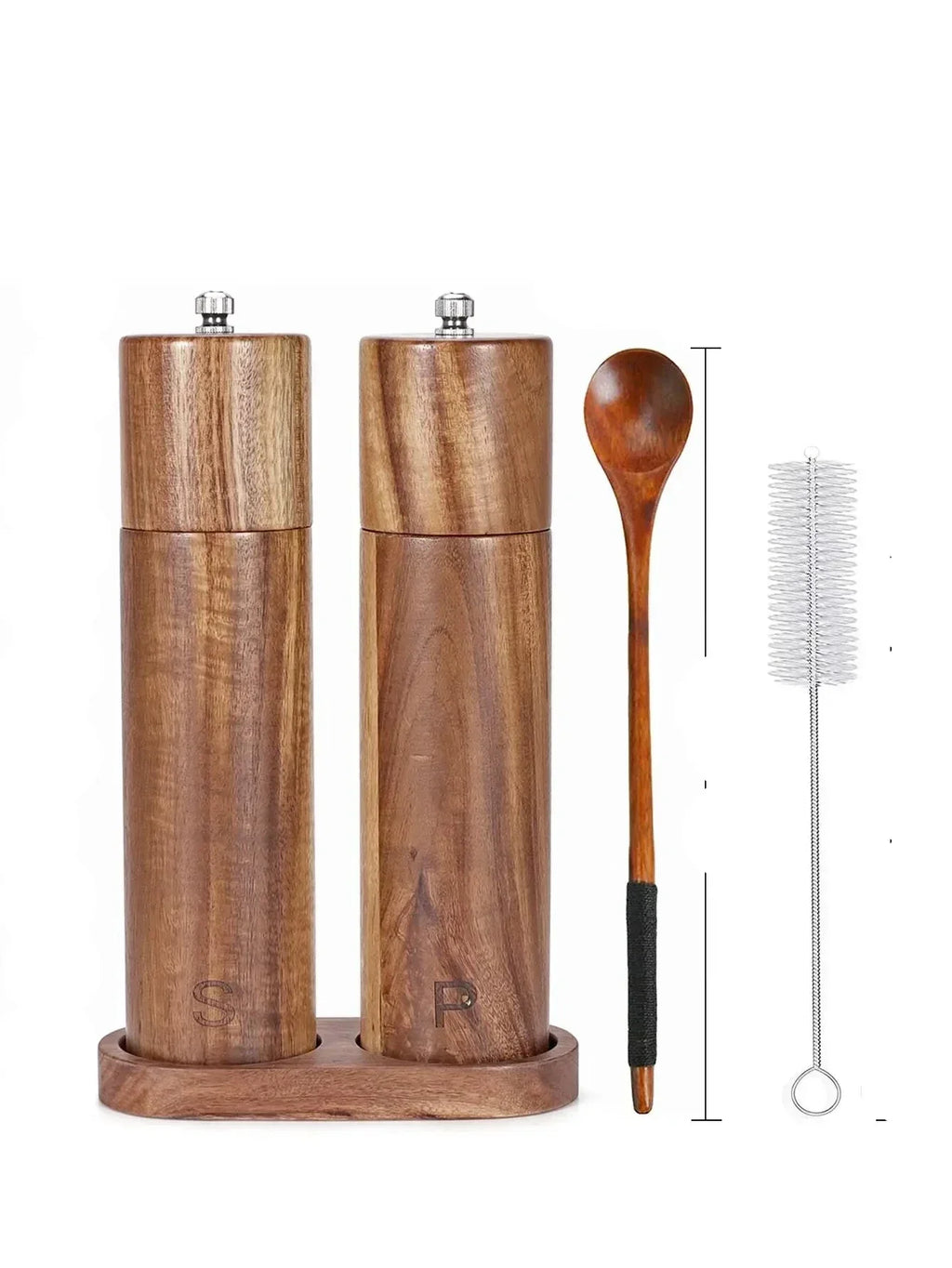 Gift | Classic Wooden Salt & Pepper Mill Set – Refillable & Durable