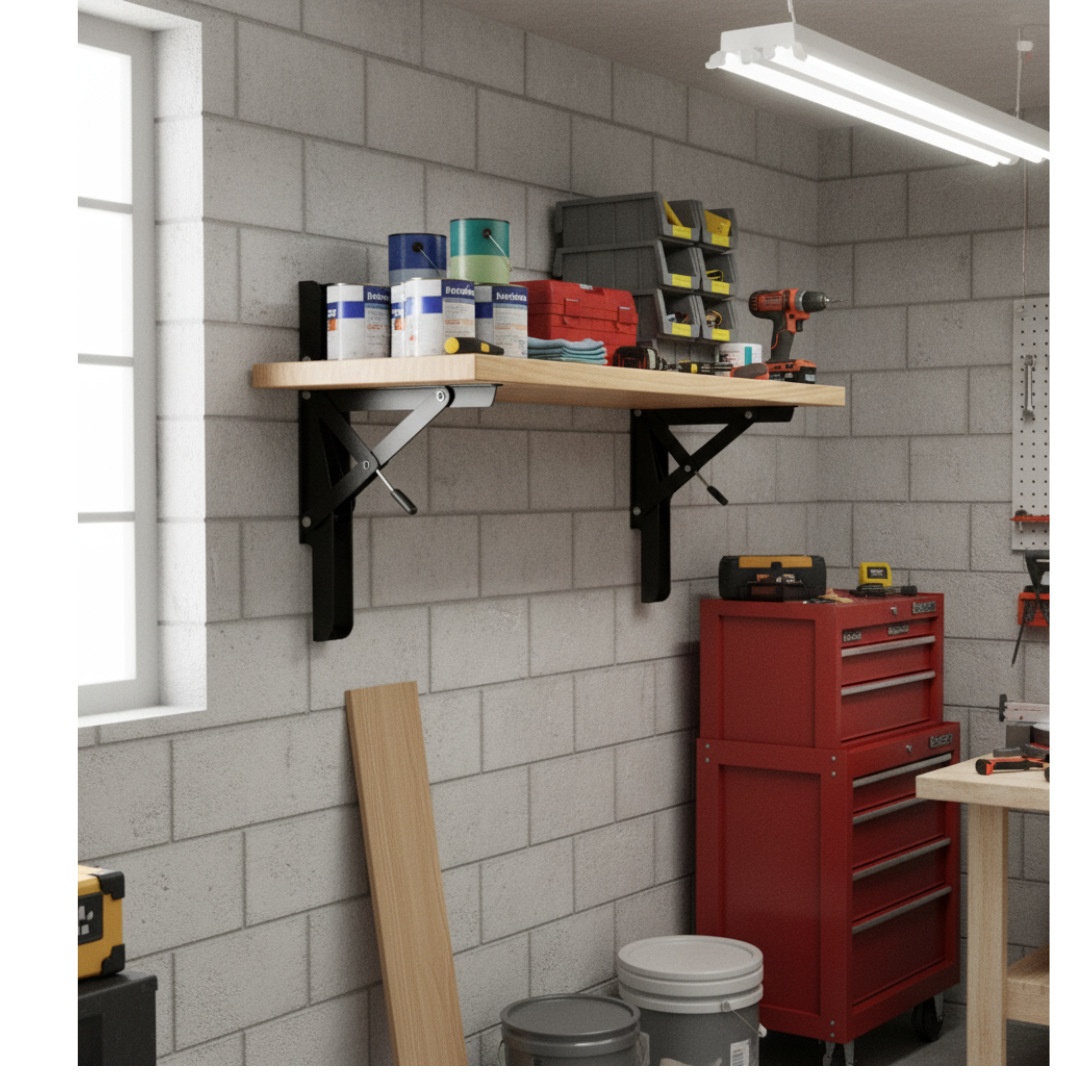 Ellery | Heavy-Duty Folding Shelf Brackets – 2-Pack Wall Mount