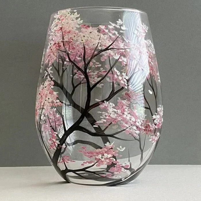 Maybell | Hand-Painted Four Seasons Tree Wine Glasses Set – Artistic Gift