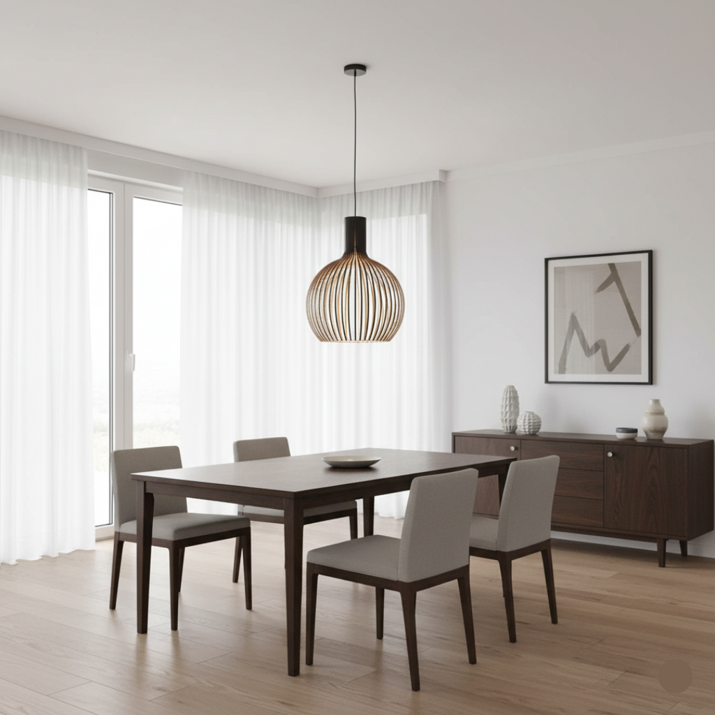 Handcrafted Wooden Pendant Light – Rustic Modern Ceiling Lamp