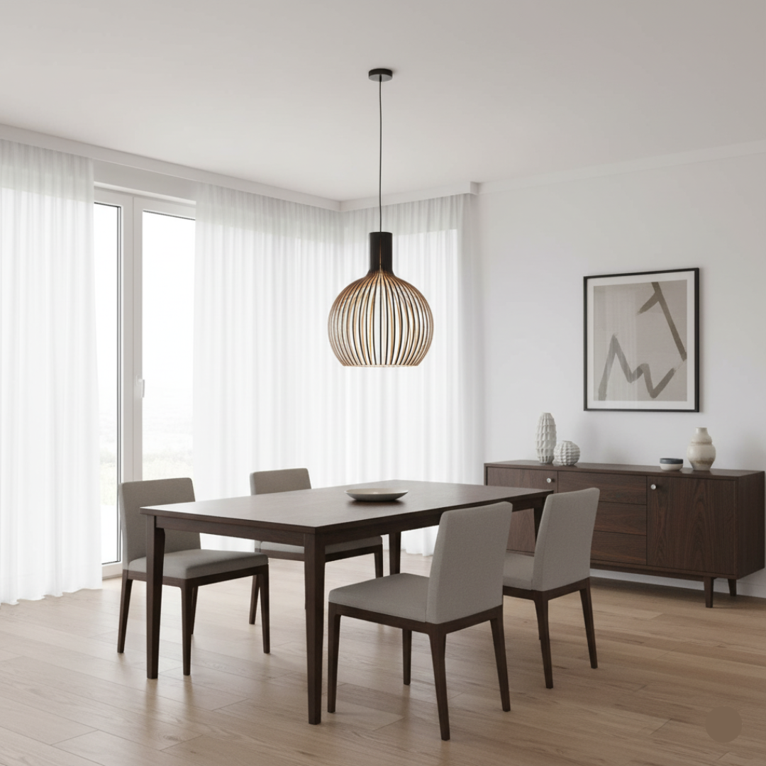 Handcrafted Wooden Pendant Light – Rustic Modern Ceiling Lamp