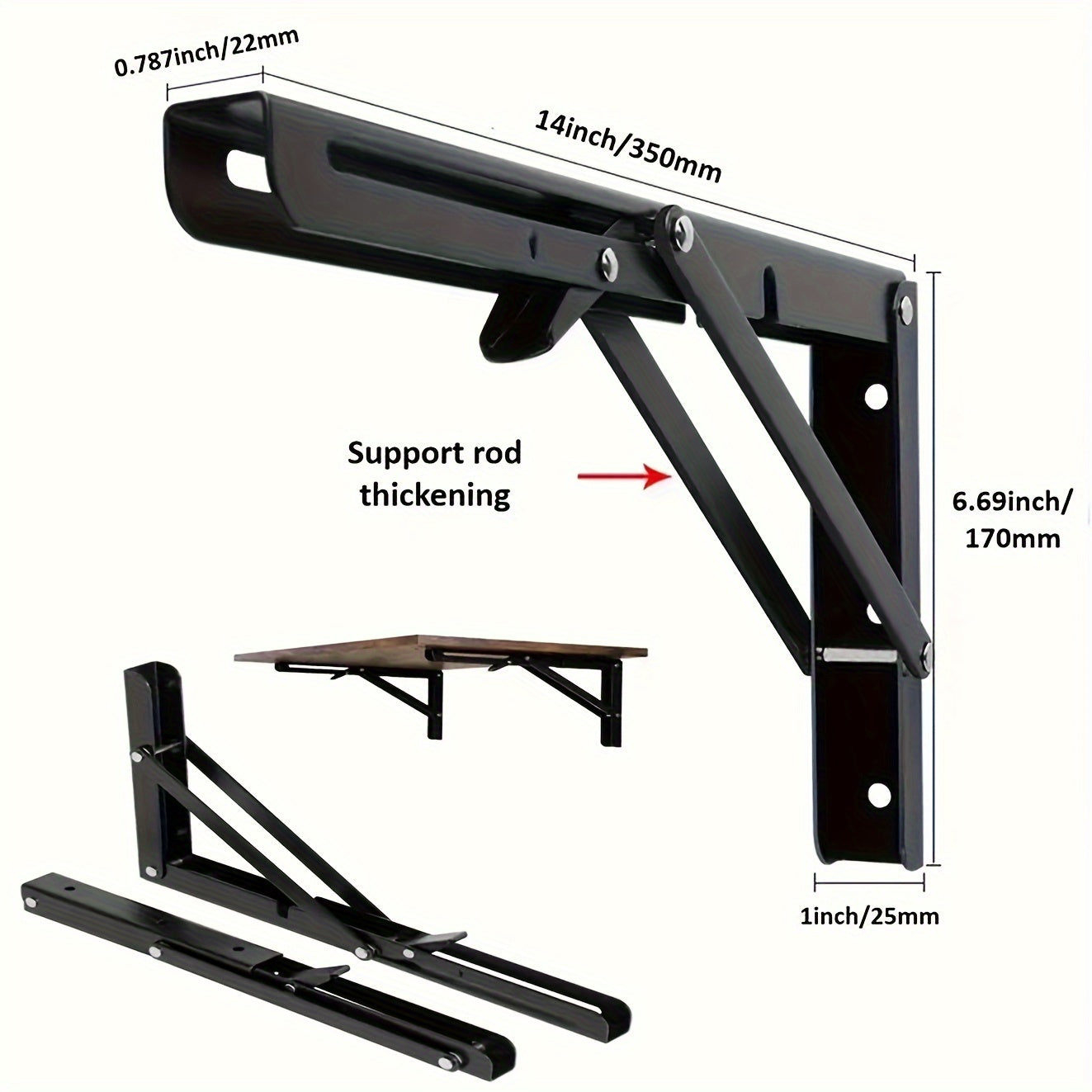 Ellery | Heavy-Duty Folding Shelf Brackets – 2-Pack Wall Mount
