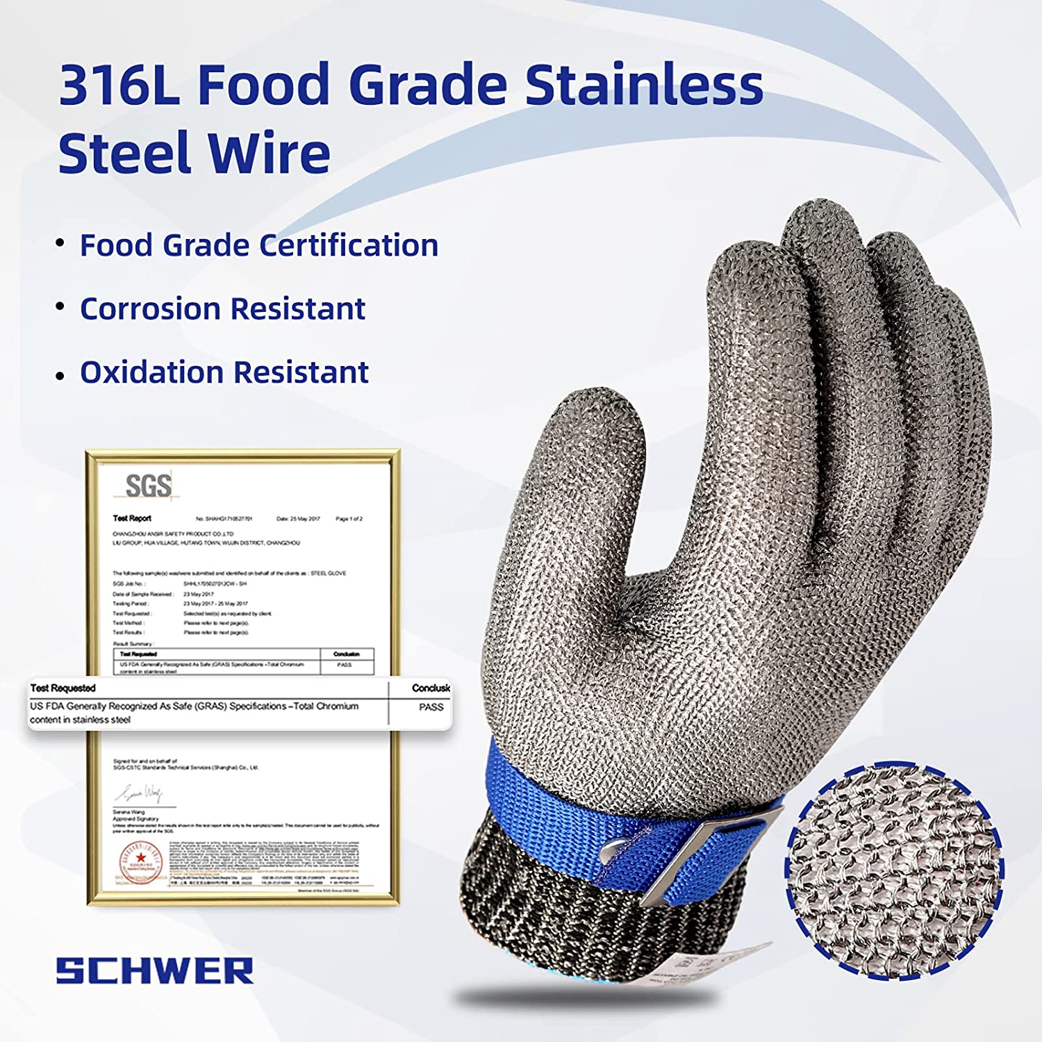 Kim | Stainless Steel Mesh Glove – Food Grade Safety Protection