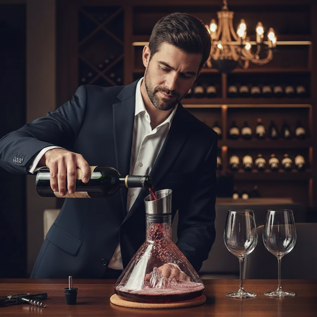 Laurence | 1500ml Wine Decanter with Built-In Aerator – Crystal Glass Carafe for Red Wine