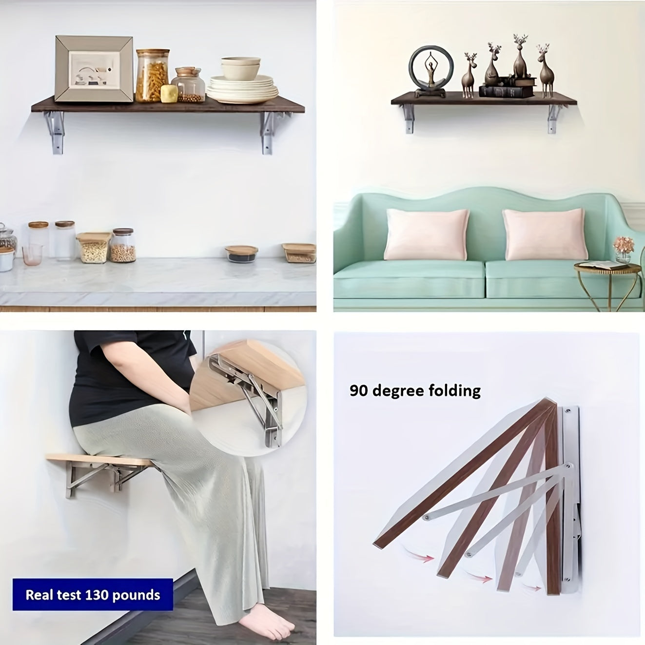 Ellery | Heavy-Duty Folding Shelf Brackets – 2-Pack Wall Mount