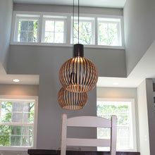 Handcrafted Wooden Pendant Light – Rustic Modern Ceiling Lamp