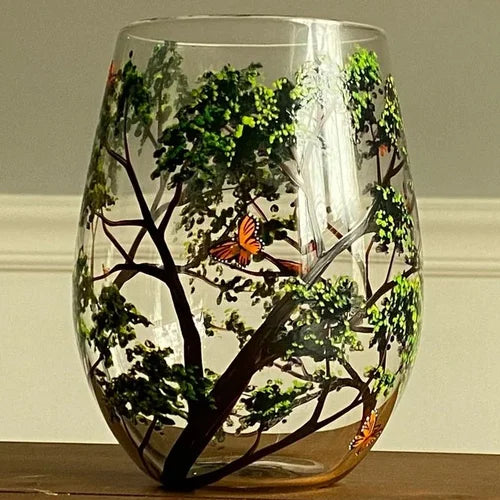 Maybell | Hand-Painted Four Seasons Tree Wine Glasses Set – Artistic Gift